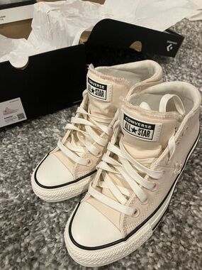 Converse All Star Madison Mid Sneakers in Light Pink and White
